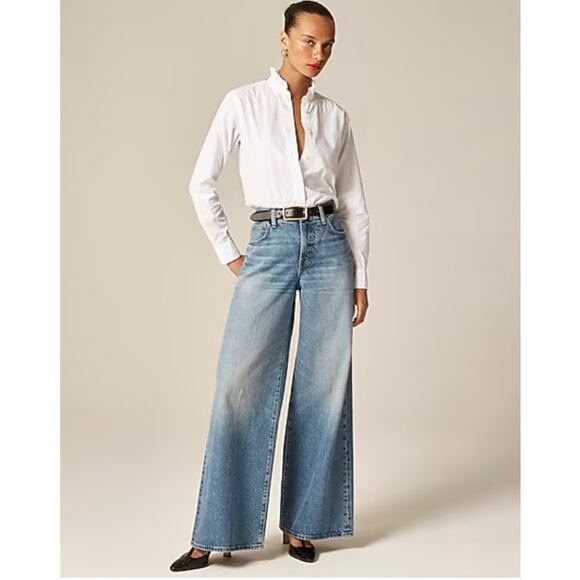 J Crew Jules Ruffle Collar Shirt 12 White NWT Blouse Top CN523 J.Crew Prep - Picture 2 of 5